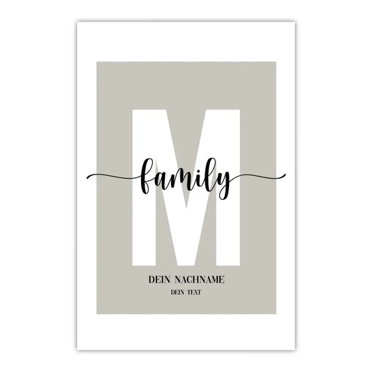 Personalisiertes Familien Poster "Anfangsbuchstabe"