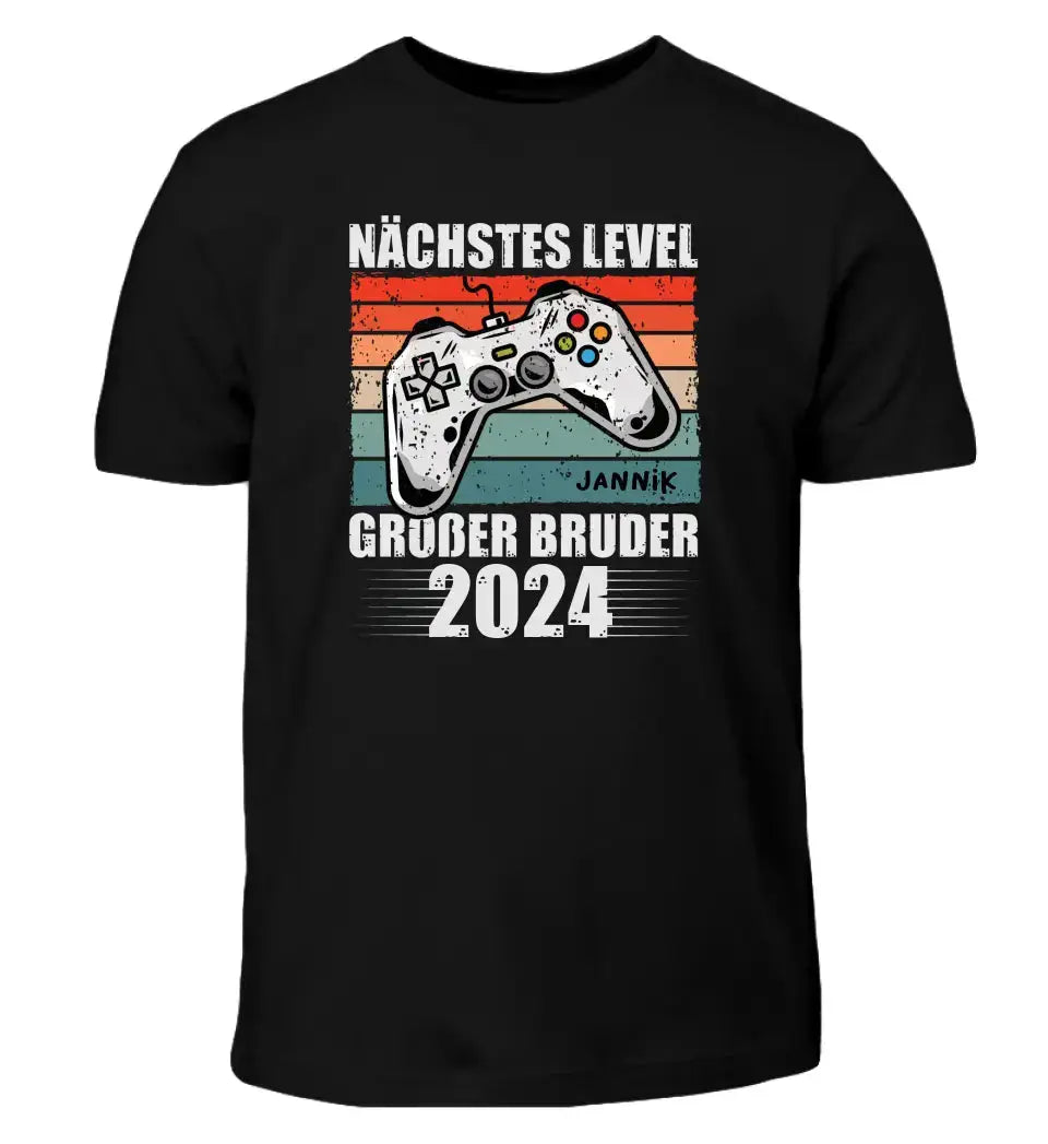 Nächstes Level Großer Bruder - Personalisiertes Gaming Bruder T-shirt