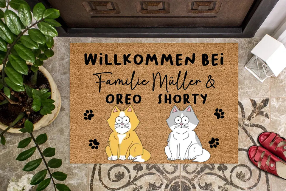 Personalisierte Katzen Fußmatte mit Namen